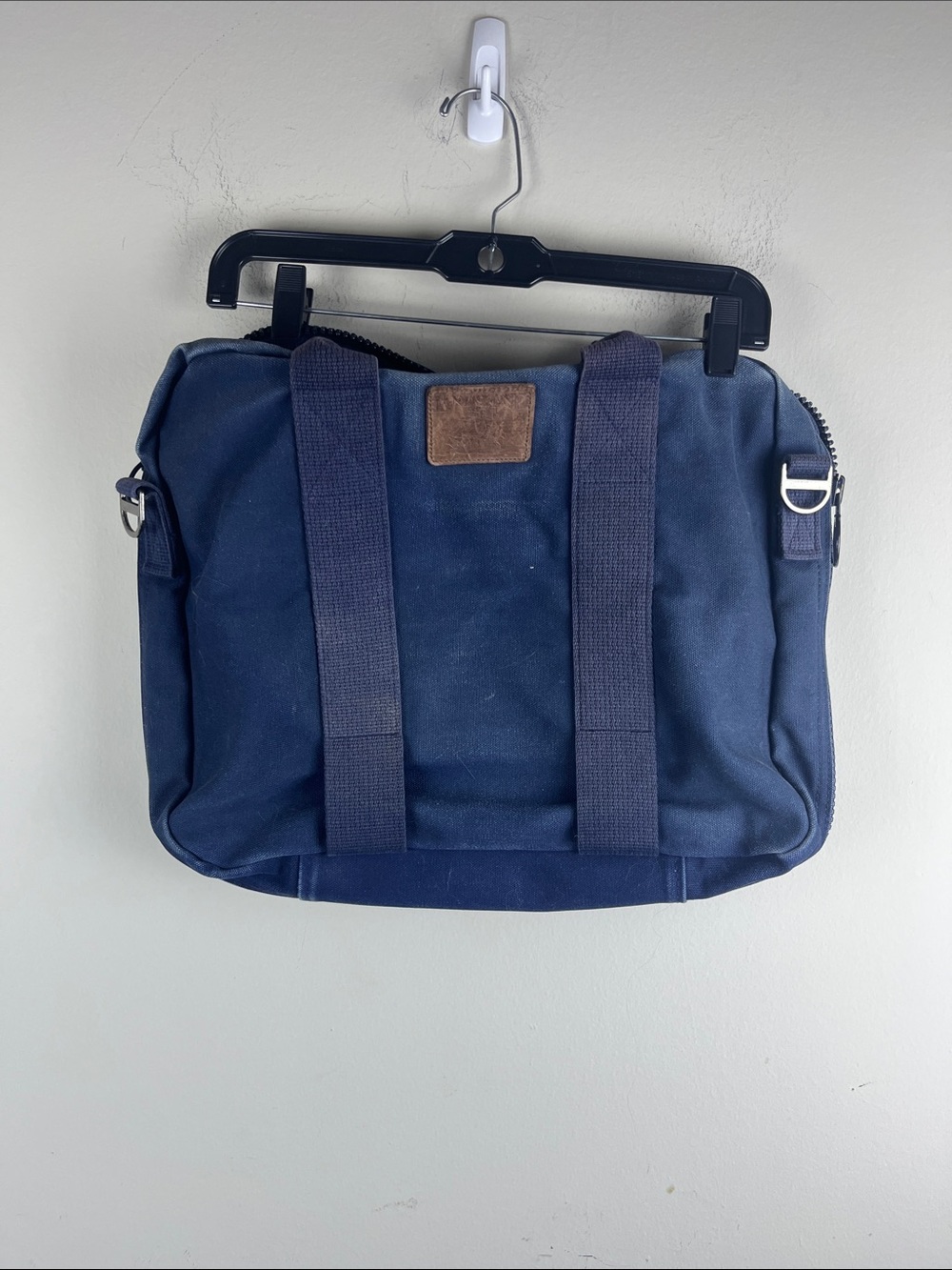 Lands' End Navy Canvas Briefcase Tote Bag Men's Classic Carryall Work Laptop Bag
